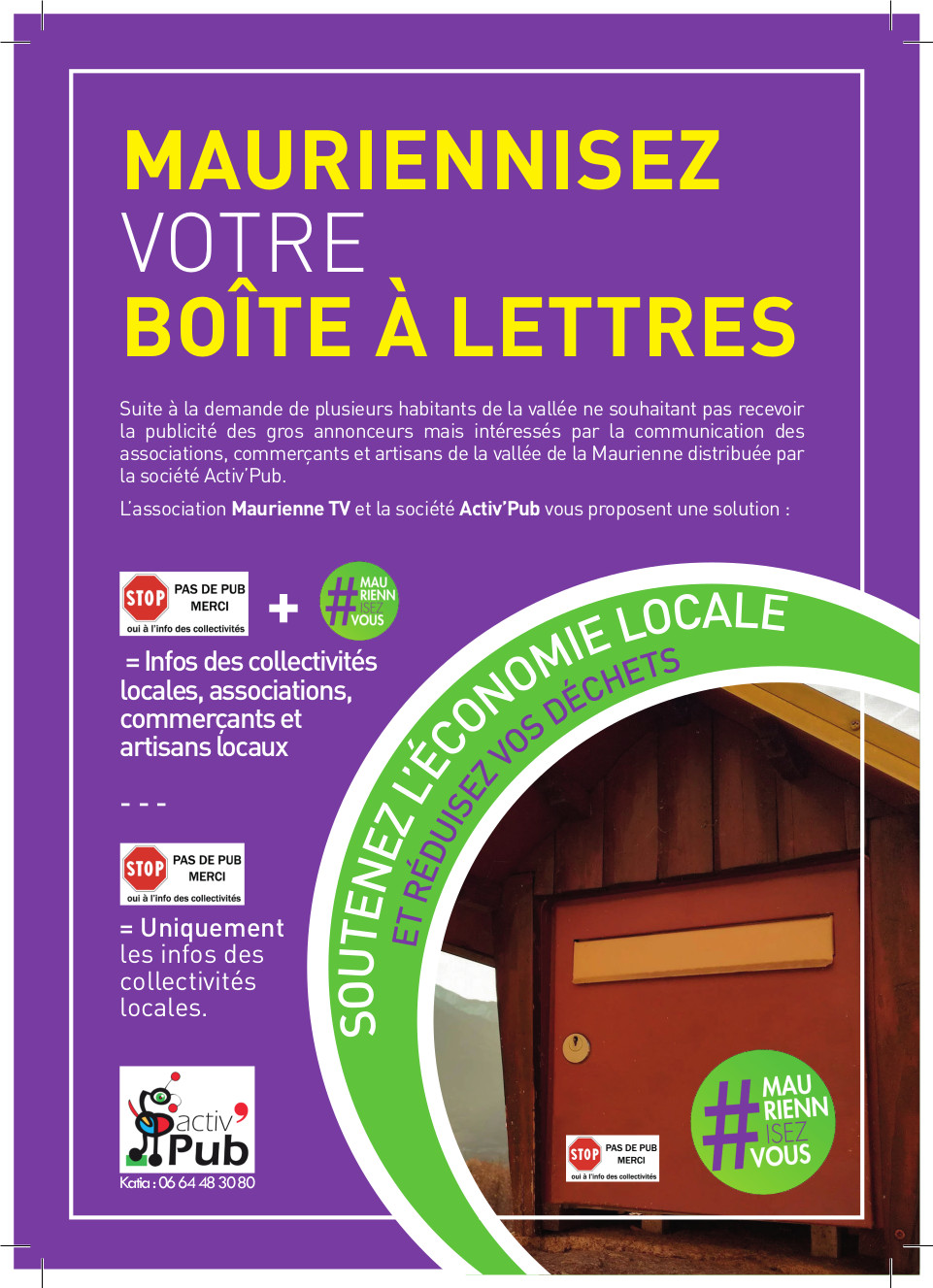 Distribution d’autocollants #mauriennisezvous pour toutes les boites à lettres de la vallée de la Maurienne