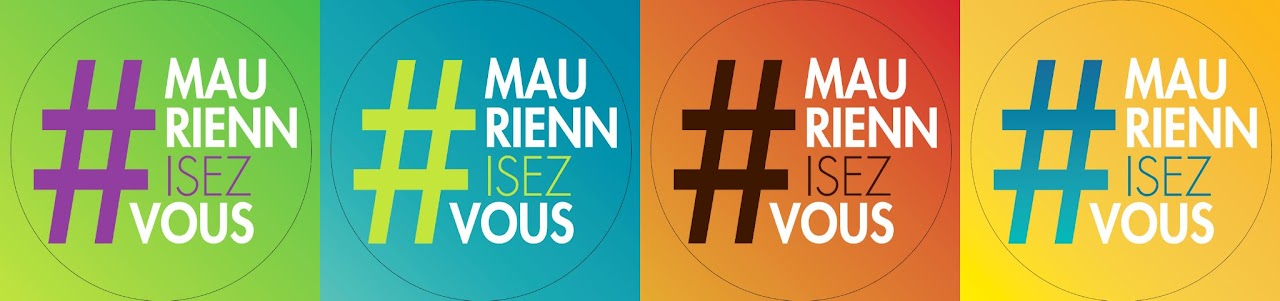 2018, mosaïque de quatre autocollants #MauriennisezVous de couleurs différentes (vert, jaune, rouge, bleu).