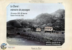 Photographie ancienne colorisée du torrent du Claret, visuel de la conférence Le Claret, mémoire de paysages