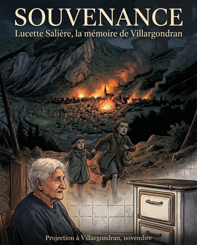 Affiche du film Souvenance : Lucette Salière, la mémoire de Villargondran, projection en novembre
